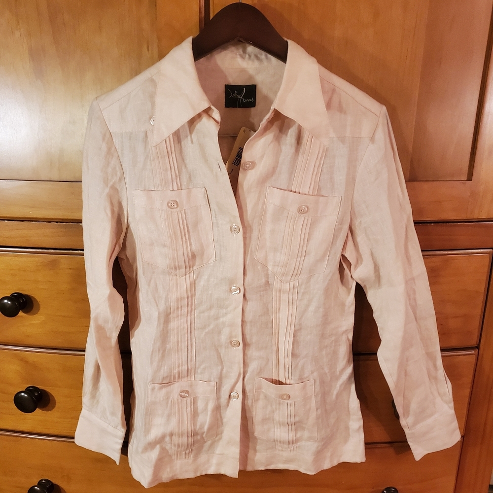 Baby Pink Debra Torres Linen blouse